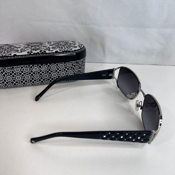 Brighton Sunglasses KISS Black Arms Jeweled Handmade USED Light Wear Aviator - Picture 2 of 13